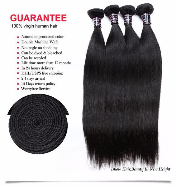 Brazilian Human Hair Straight 4 Bundles