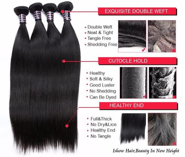 Brazilian Human Hair Straight 4 Bundles